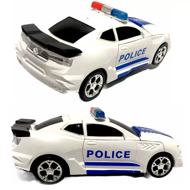 Brinquedo Carro Polícia Transformers Robô Luz Música Bate Volta