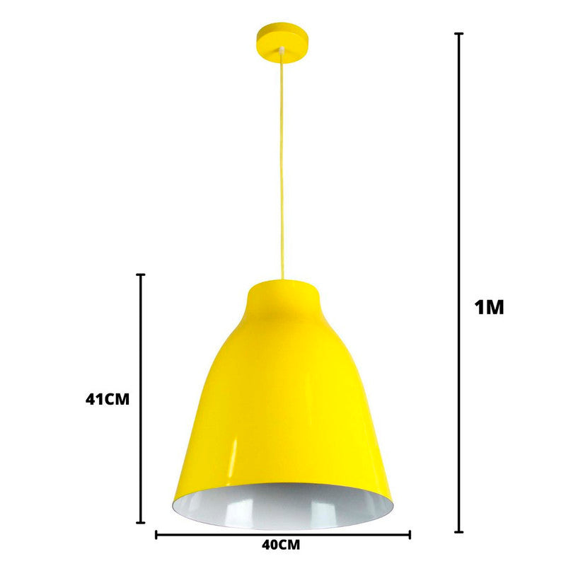 Luminária Pendente de Teto Lustre Dual Amarelo Sala de Jantar Quarto Fio 1 metro Minimalismo e Elegância