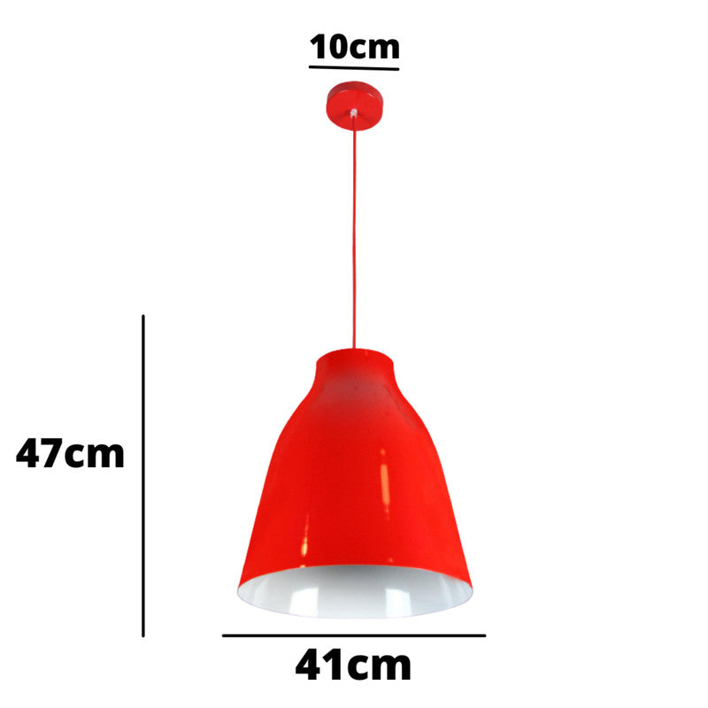 Luminária Pendente de Teto Lustre Dual Vermelho 100% Alumínio Fio 1 metro Sala de Jantar Quarto Cotton Algodão<br>